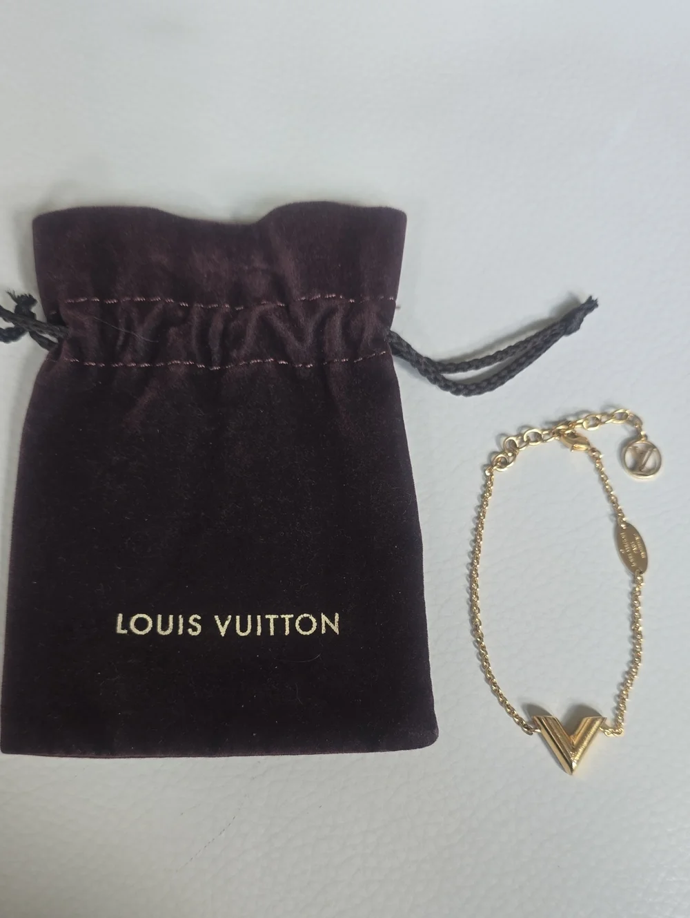Louis Vuitton Gold V Charm Chain Bracelet